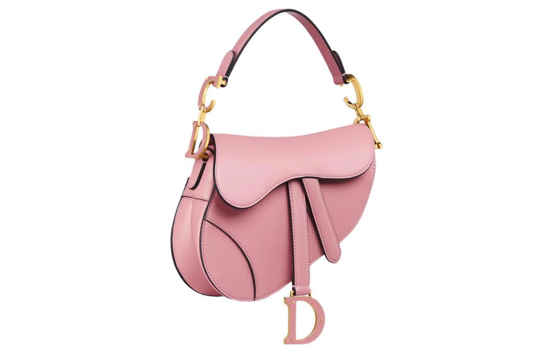 Dior Dior Saddle Deerskin Saddle Bags One Shoulder Handbags Mini Women's Peach Pink