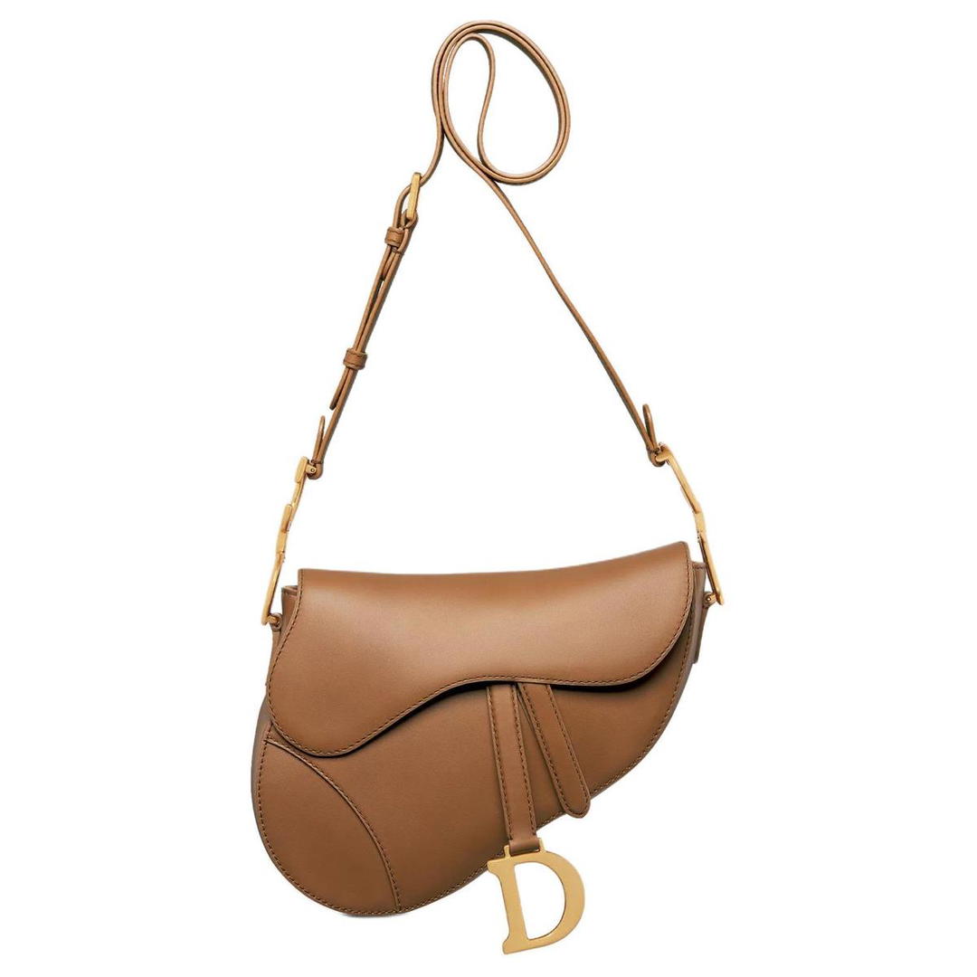 Dior Dior Saddle Calfskin Saddle Bags Shoulder Bags Medium Size Women's Camel