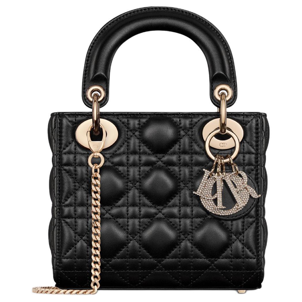 Dior Dior Lady Dior Sheepskin Lady Dior Bag, Shoulder Bag, Crossbody Bag, Handbag Mini Women's Black