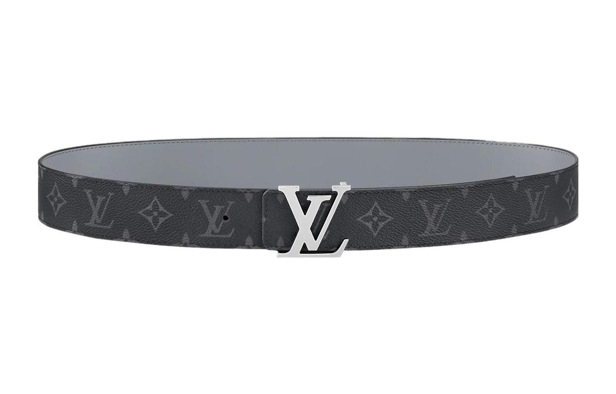 Louis Vuitton Louis Vuitton Cow Leather Belts Men's Black/Gray Width: 4cm