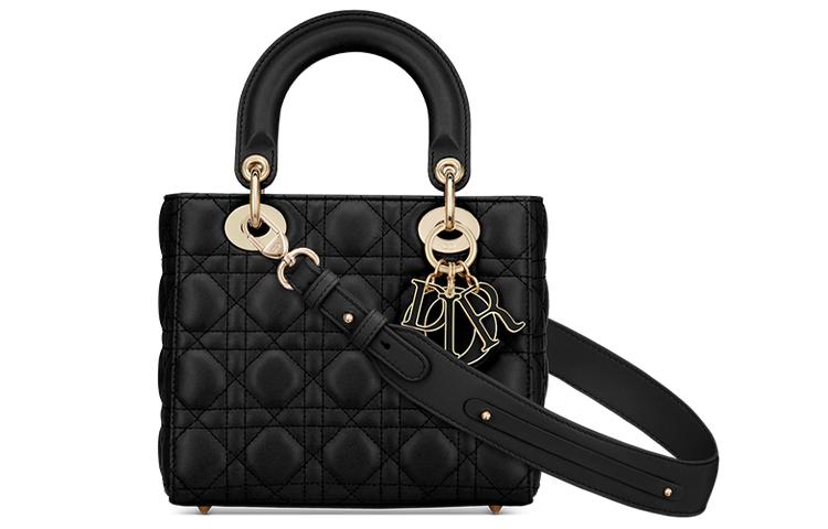 Dior Dior Lady DiorMy ABCDior Sheepskin Lady Dior Bag, Shoulder Bag, Crossbody Bag, Handbag Small Size Women's Black