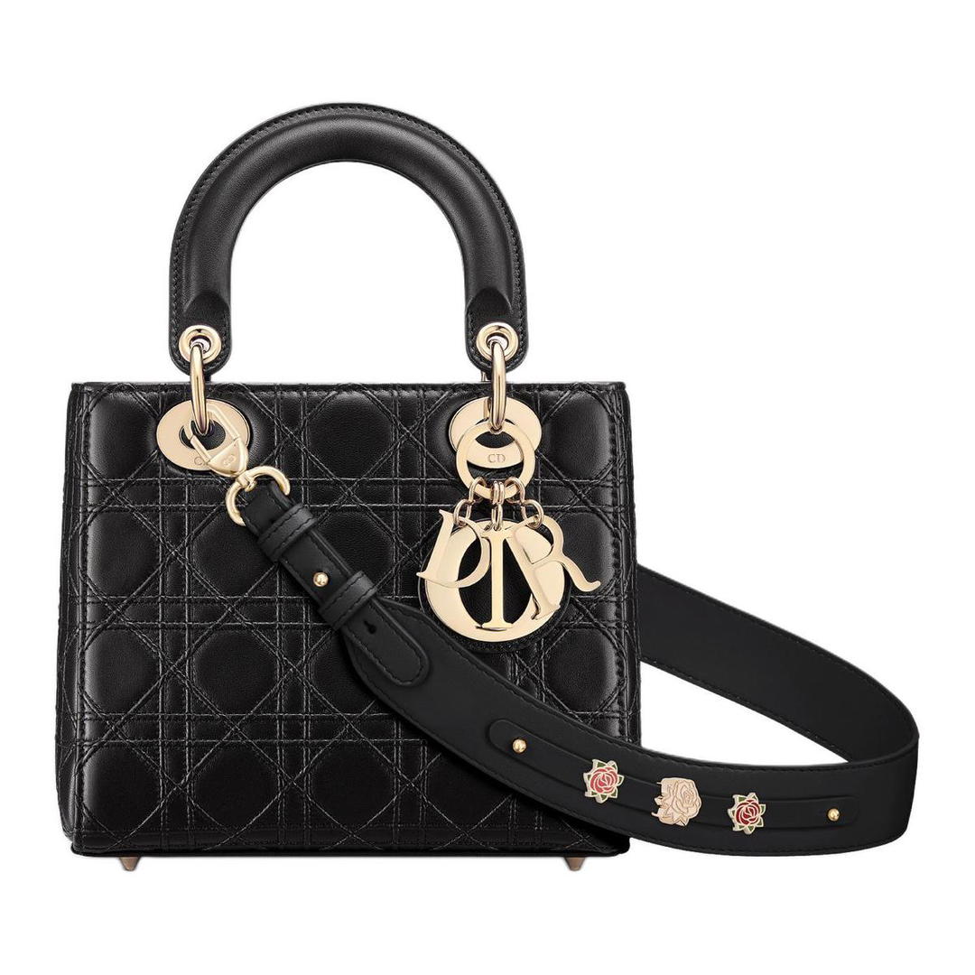 Dior Dior Lady DiorMy ABCDior Sheepskin Shoulder Bag Crossbody Bag Handbag Small Size Women's Black