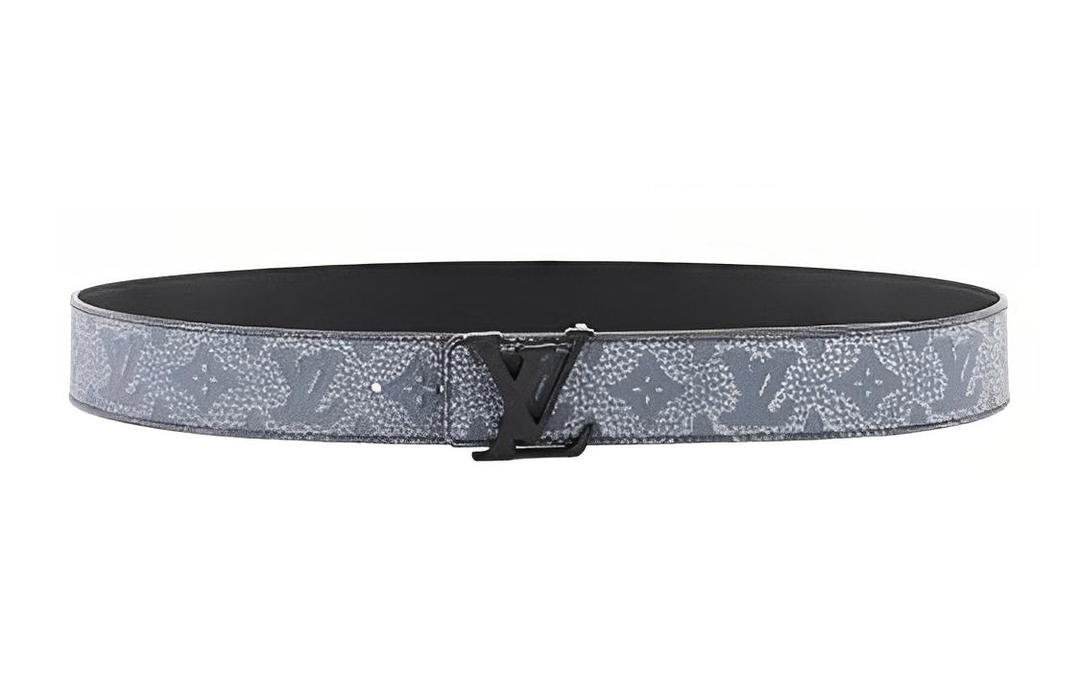 Louis Vuitton Louis Vuitton Monogram Autumn And Winter Style, Classic Logo Smooth Buckle Leather Belts Men's Black Gray Width 4cm