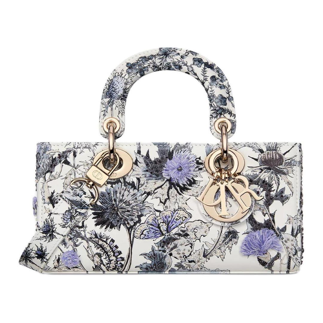Dior Dior Lady D JOY Calfskin Shoulder Bag, Crossbody Bag, Handbag Small Size Women's White & Blue