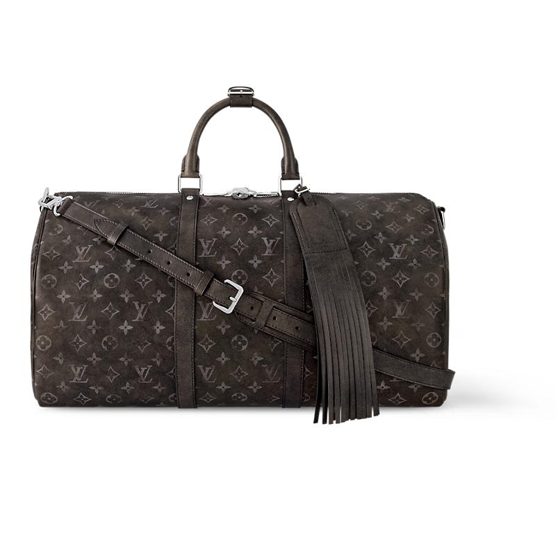 Louis Vuitton Louis Vuitton KeepallBandoulière Monogram Matte Cow Leather Shoulder Bag Crossbody Bag Handbag Travel Bag Men's Black