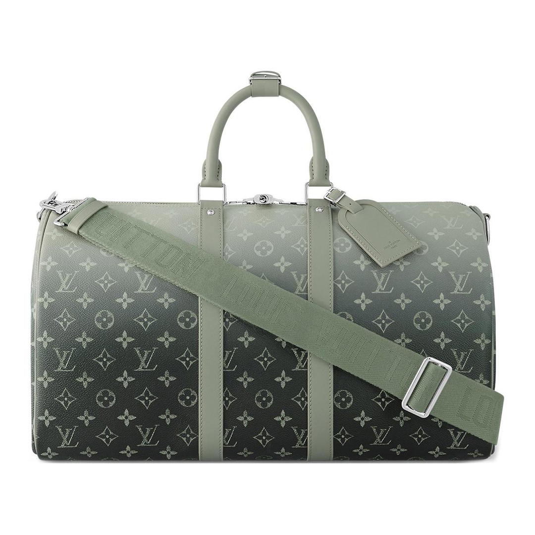 Louis Vuitton Louis Vuitton KeepallBandoulière Coated Canvas Handbag Shoulder Bag Crossbody Bag Travel Bag Men's Gradient Green
