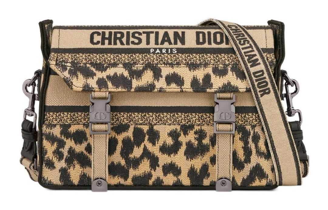 Dior Dior DiorCamp Embroidery Messenger Bag Shoulder Bag Crossbody Bag Small Size Women's Leopard Print
