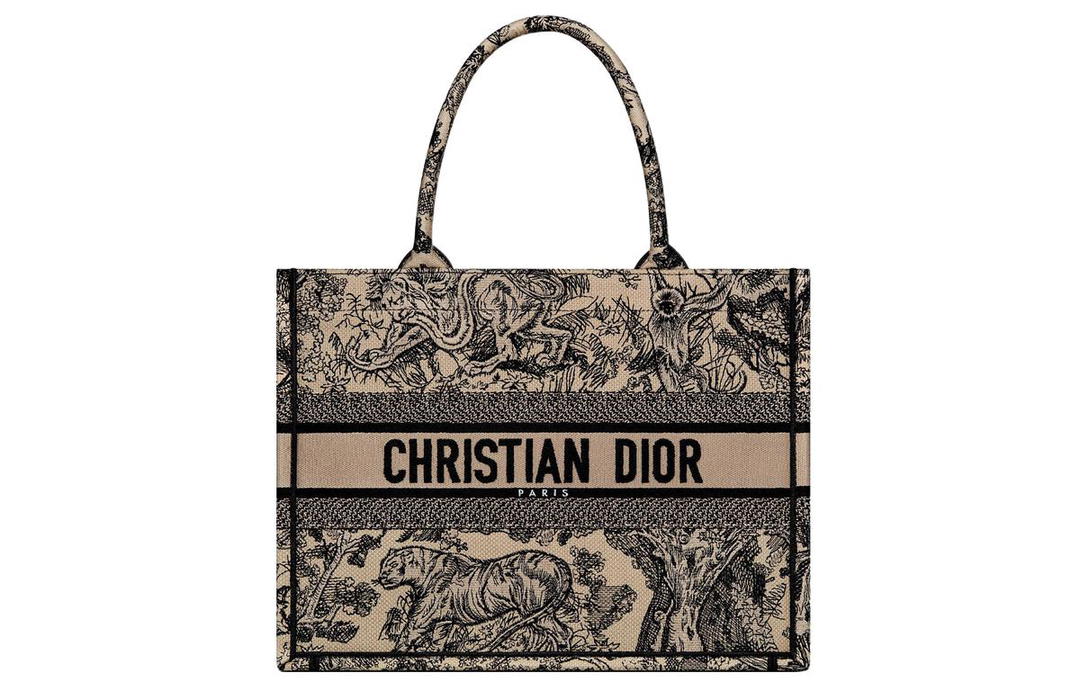 Dior Dior BookTote Embroidery Tote Bag Shopping Bag Handbag Medium Size Women's Brown