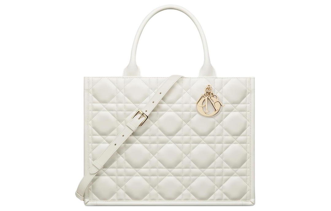 Dior Dior BookTote Cow Leather Tote Bag Shopping Bag Shoulder Bag Crossbody Bag Handbag Medium Size Women's Milk White