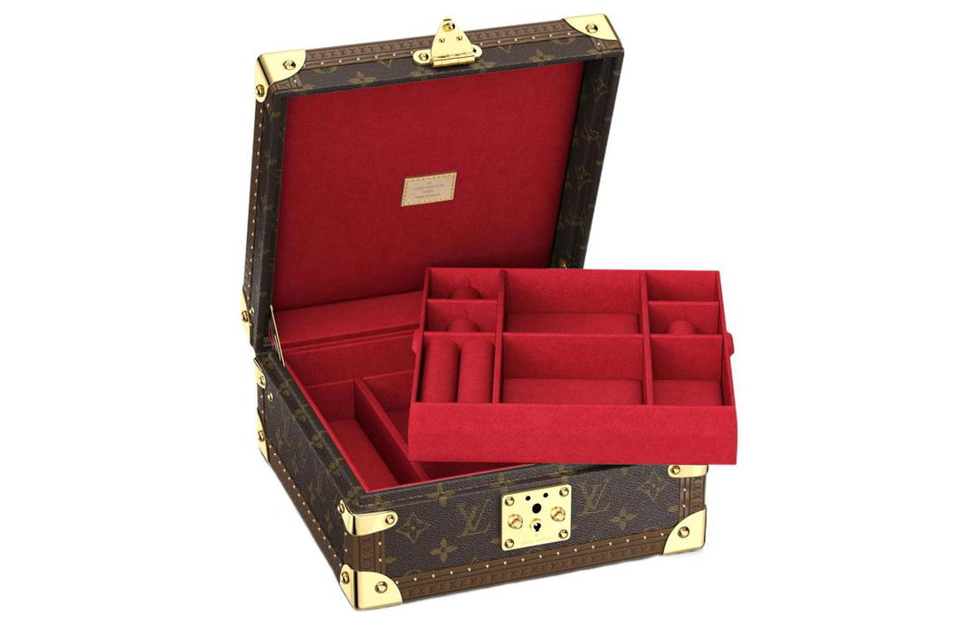 Louis Vuitton Louis Vuitton Canvas Jewelry Box Hard Case Women's Red Lining
