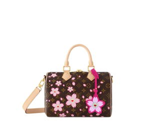 Louis Vuitton x Takashi Murakami Speedy Bandoulière 25 Bag In Cherry Blossom Monogram Canvas With Gold Hardware