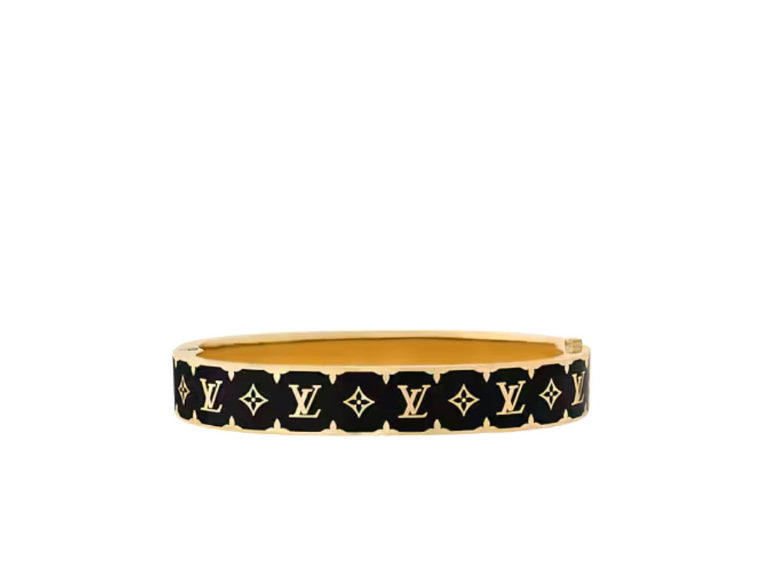 Louis Vuitton Louis Vuitton Nanogram Enamel Bracelet In Black enamel Monogram signature Metal with gold-color finish