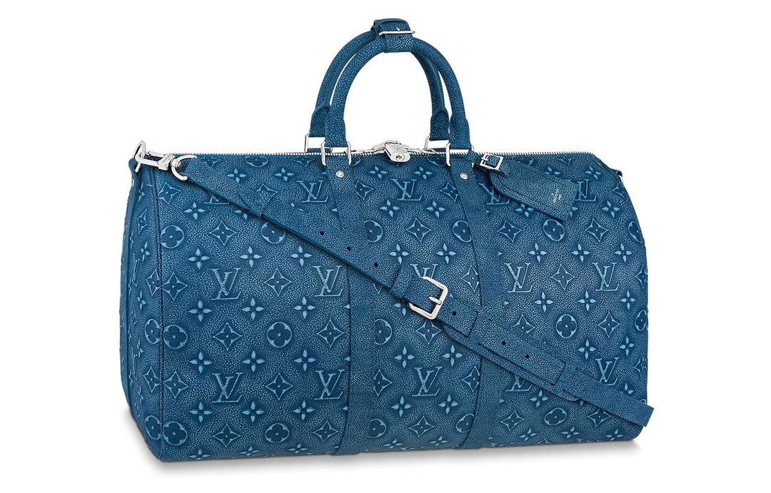 Louis Vuitton Louis Vuitton KeepallBandoulière Cow Leather Handbag Shoulder Bag Crossbody Bag Travel Bag Men's Blue