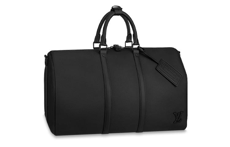 Louis Vuitton Louis Vuitton KeepallBandoulière Cow Leather Handbag Shoulder Bag Crossbody Bag Travel Bag Regular Men's Black