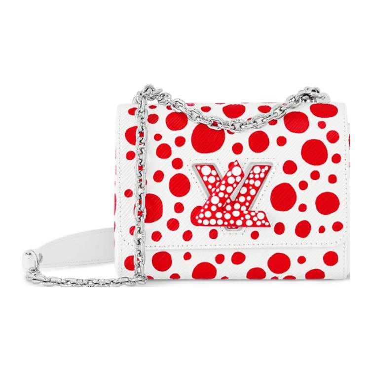 Louis Vuitton Louis Vuitton Yayoi Kusama Collaboration Twist Cow Leather Shoulder Bag Crossbody Bag Small Size Women's White/Red