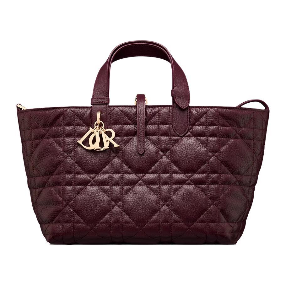 Dior Dior Toujours Calfskin Tote Bag Shopping Bag Handbag Medium Size Women's Burgundy