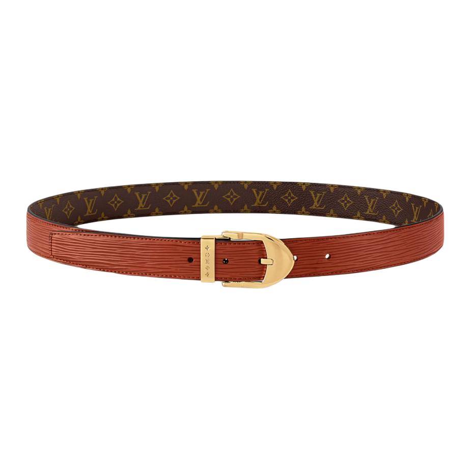 Louis Vuitton Louis Vuitton Leather, Canvas, Metal Leather Belts Women's Brown 3CM