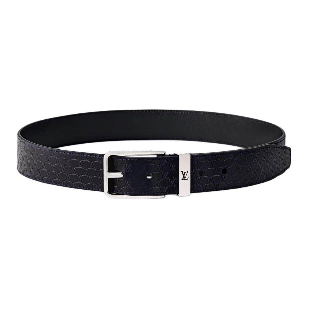 Louis Vuitton Louis Vuitton Leather Belts Men's Black Width 3.5CM