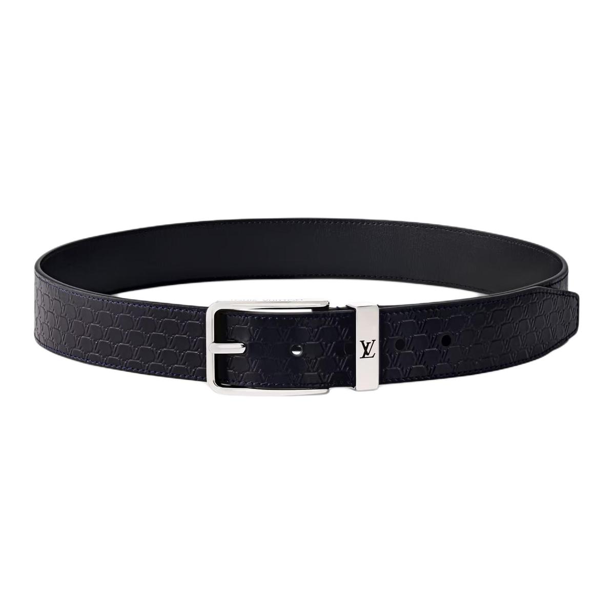 Louis Vuitton Louis Vuitton Leather Belts Men's Black Width 3.5CM