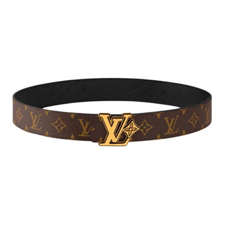 Louis Vuitton Louis Vuitton Coated Canvas Leather Belts Men's Brown Width 4CM