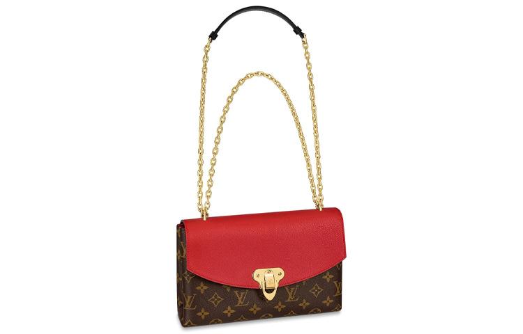 Louis Vuitton Louis Vuitton Coated Canvas With Multicolor Grainy Cow Leather Portable Crossbody Bag Shoulder Bag Women's Cherry Red