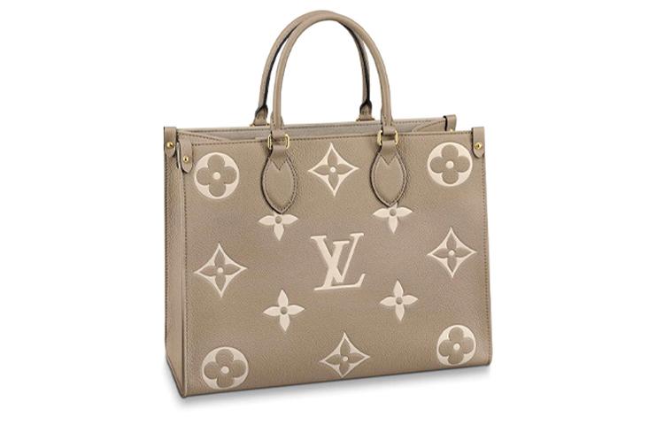 Louis Vuitton Louis Vuitton ONTHEGO Grained Calfskin Tote Bag Shopping Bag Shoulder Bag Handbag Medium Size Women's Elephant Gray