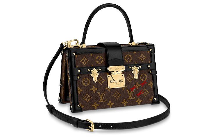 Louis Vuitton Louis Vuitton PETITE MALLE Coated Canvas With Leather Trim Hard Box Bag Handheld Crossbody Bag Regular Women's Brown
