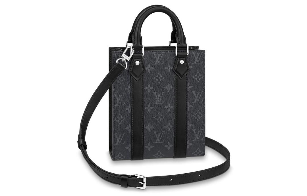 Louis Vuitton Louis Vuitton Sac Plat Coated Canvas Sheet Music Bag, Handbag, Shoulder Bag, Crossbody Bag Mini Men's Black