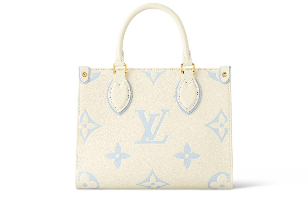 Louis Vuitton Louis Vuitton ONTHEGO Leather Jungle Bag Tote Shopping Bag Handbag Small Size Women's Ecru & Blue Sea Salt Cheese