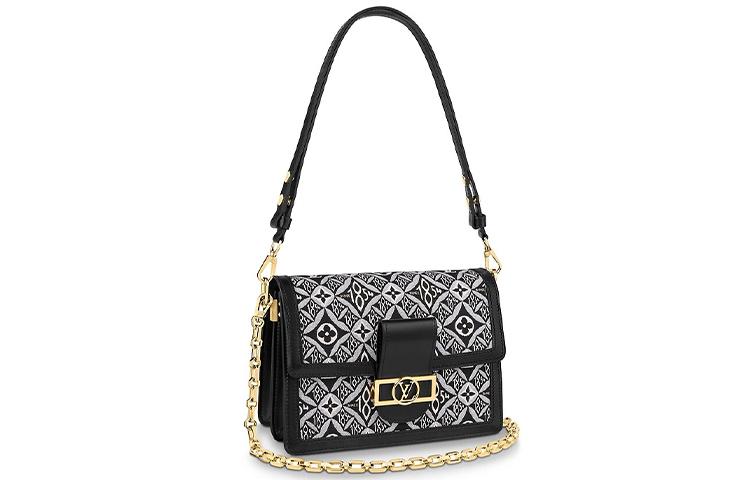 Louis Vuitton Louis Vuitton Dauphine Jacquard Textile Fabric With Cow Leather Trim Dafne Crossbody Bag, Shoulder Bag Women's Gray