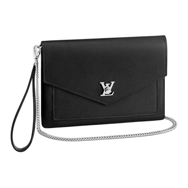 Louis Vuitton Louis Vuitton MYLOCKME Soft Cow Leather Envelope Bag Handheld Handbag Shoulder Bag Crossbody Bag Women's Black