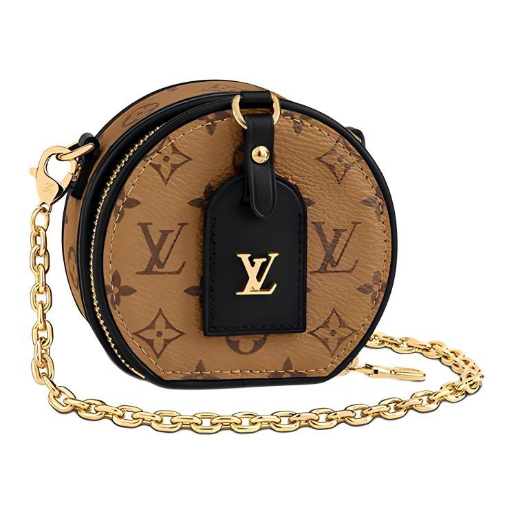 Louis Vuitton Louis Vuitton Boite Chapeau Canvas With Calfskin Small Round Bag Crossbody Bag Shoulder Bag Women's Brown