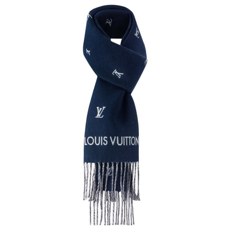 Louis Vuitton Louis Vuitton Sheep Wool Knit Scarves Men's Blue