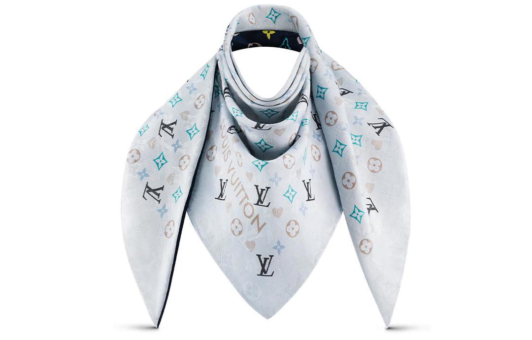 Louis Vuitton Louis Vuitton Mulberry Silk Wool Shawl Women's Blue