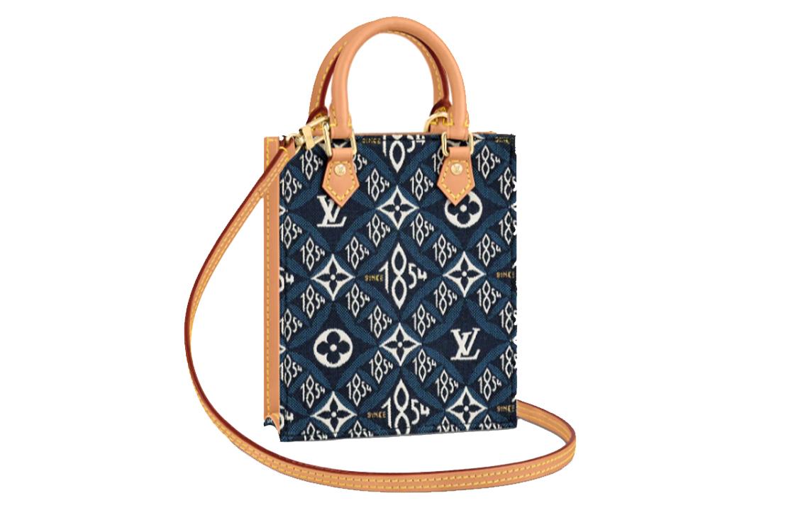 Louis Vuitton Louis Vuitton Petit Sac Plat Canvas With Leather Sheet Music Bag Shoulder Bag Crossbody Bag Handbag Mini Women's Blue