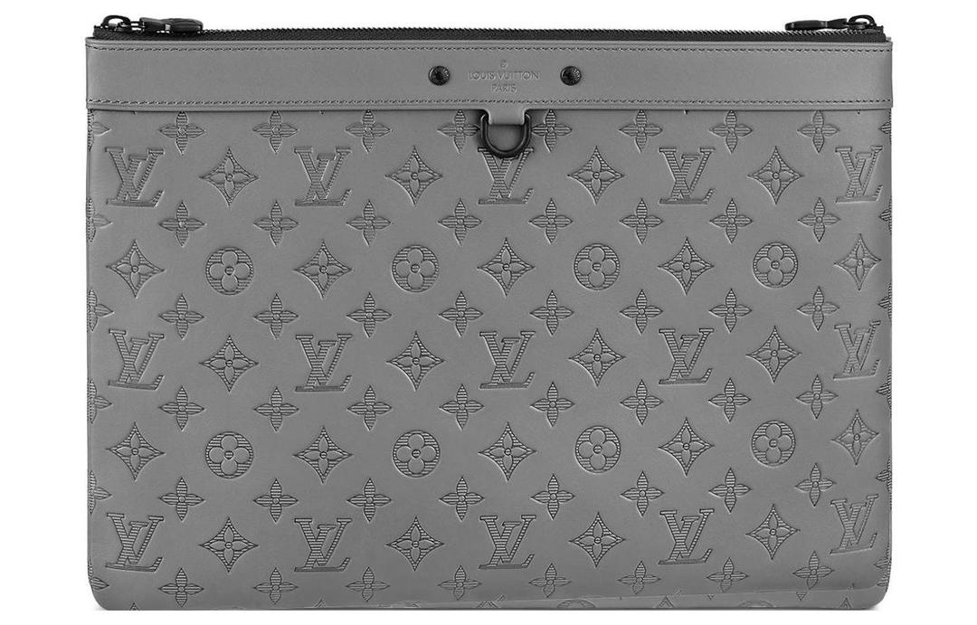 Louis Vuitton Louis Vuitton Calfskin Clutch Men's Gray