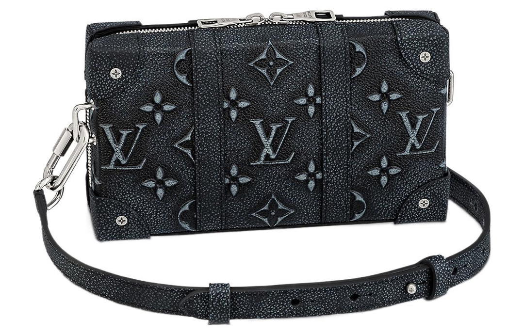 Louis Vuitton Louis Vuitton SOFT TRUNK Cow Leather Handheld Shoulder Bag Crossbody Bag Regular Men's Denim Blue