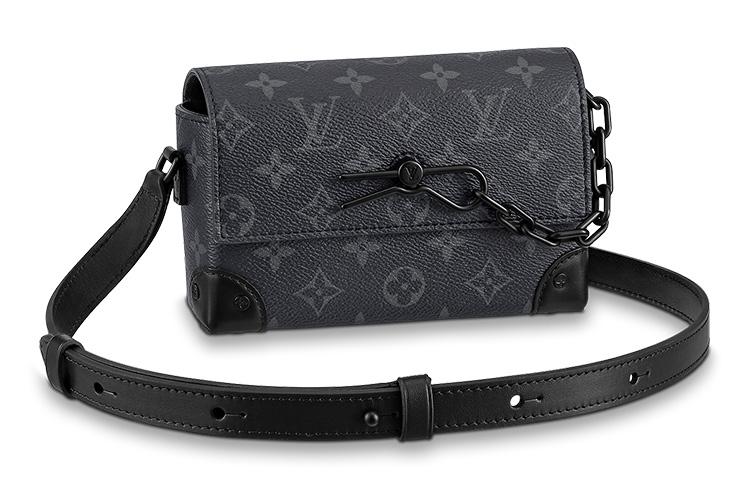 Louis Vuitton Louis Vuitton Steamer Coated Canvas Cow Leather Patchwork Trim Box Bag Shoulder Bag Crossbody Bag Mini Men's Black