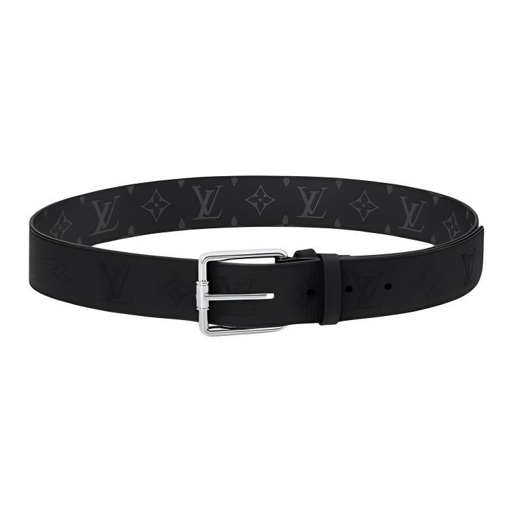 Louis Vuitton Louis Vuitton Leather Belts Men's Black Width: 4CM