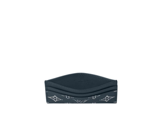 Louis Vuitton Louis Vuitton Porte Cartes Double Card Holder In Ink Blue Monogram Shadow Calfskin White - view 3