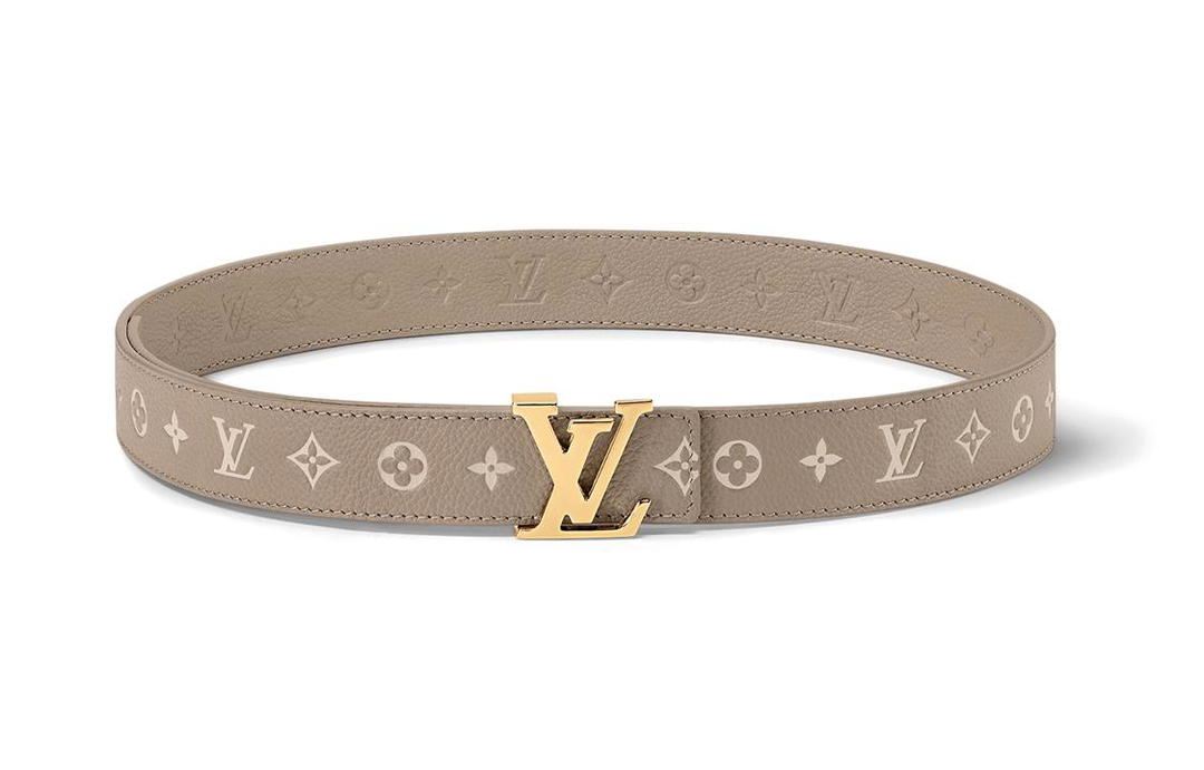 Louis Vuitton Louis Vuitton Brand Logo Leather Belts Women's Beige Width: 3CM