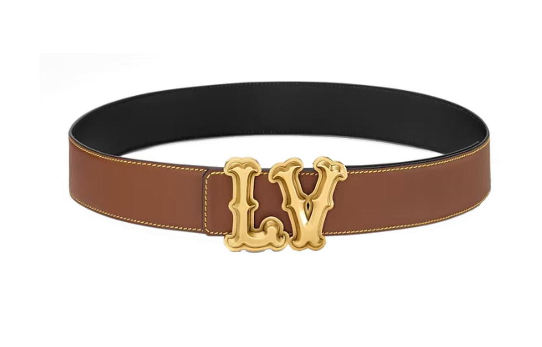 Louis Vuitton Louis Vuitton Cow Leather Belts Men's Brown Width: 4CM