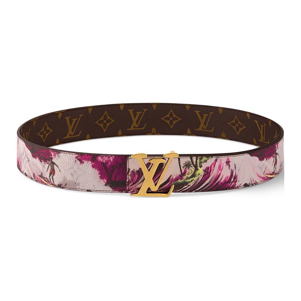 Louis Vuitton Louis Vuitton Brand Logo Leather Belts Men's Pink Width 4CM
