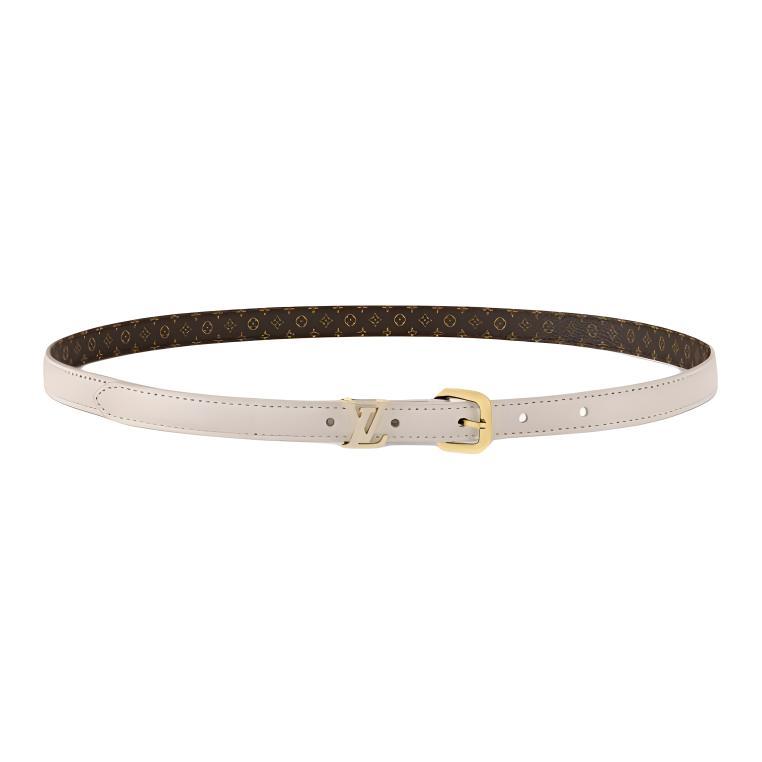 Louis Vuitton Louis Vuitton Coated Canvas Enamel Metal Parts Leather Belts Women's Milk White Width: 1.5cm