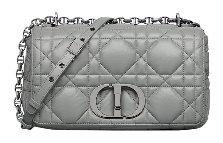 Dior Dior Caro Cow Leather Shoulder Bag, Crossbody Bag Medium Size Women's Smoke Gray