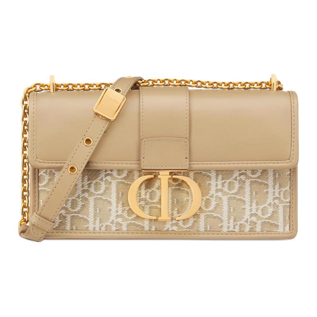 Dior Dior 30 Montaigne Cotton Shoulder Bag, Crossbody Bag Women's Natural