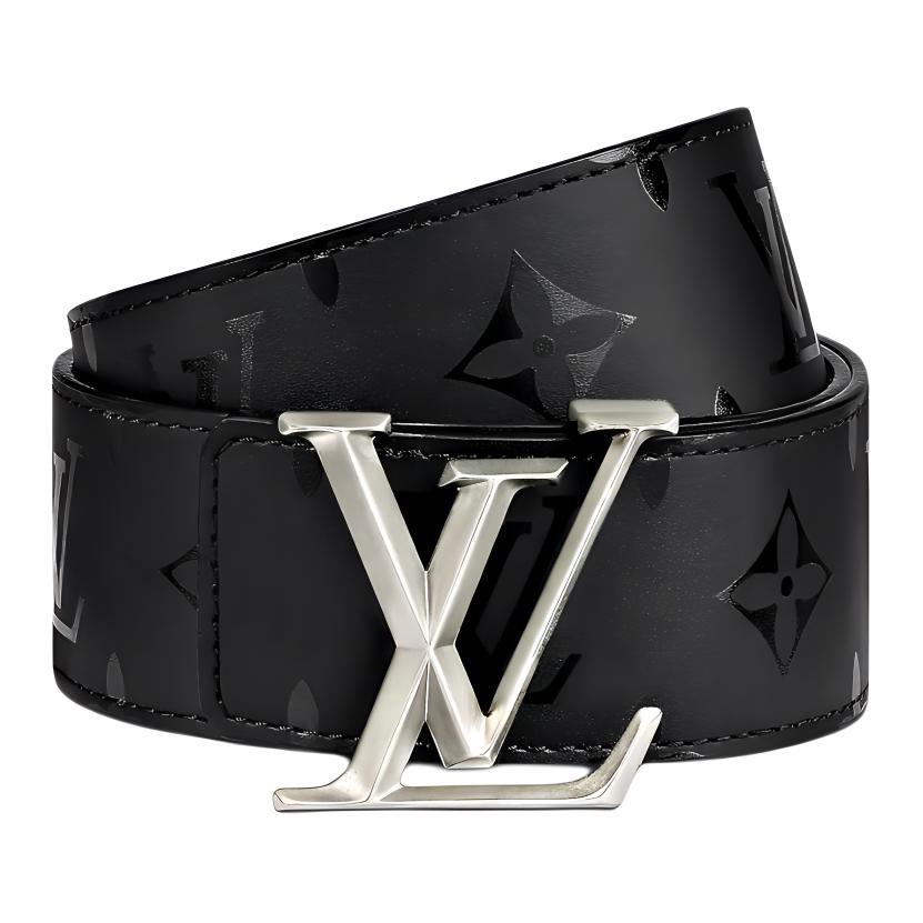 Louis Vuitton Louis Vuitton Cow Leather Belts Men's Black Width 4cm