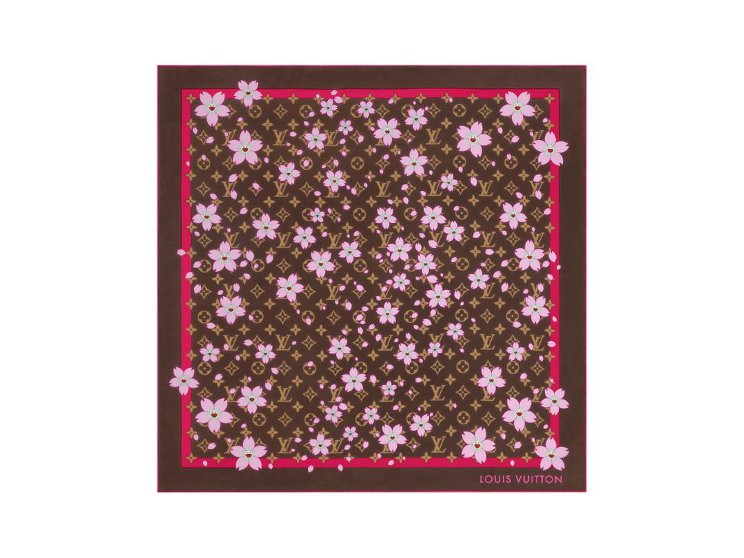 Louis Vuitton Louis Vuitton X Takashi Murakami Square Fabric Monogram Cherry Blossom 70 Sakura Brown