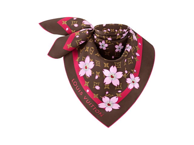 Louis Vuitton Louis Vuitton X Takashi Murakami Square Fabric Monogram Cherry Blossom 70 Sakura Brown - view 2