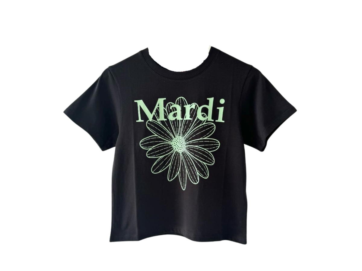 Mardi Mercredi Mardi Mercredi Cropped Tshirt Flowermardi Black Mint